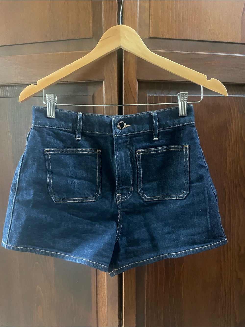 Veronica Beard Dark Blue Denim High-Rise Shorts